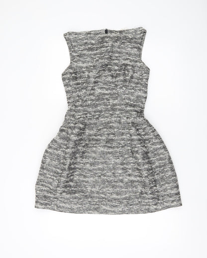 Zara Woman Women’s Grey XS A-Line Sleeveless Tweed Dress