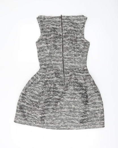 Zara Woman Women’s Grey XS A-Line Sleeveless Tweed Dress
