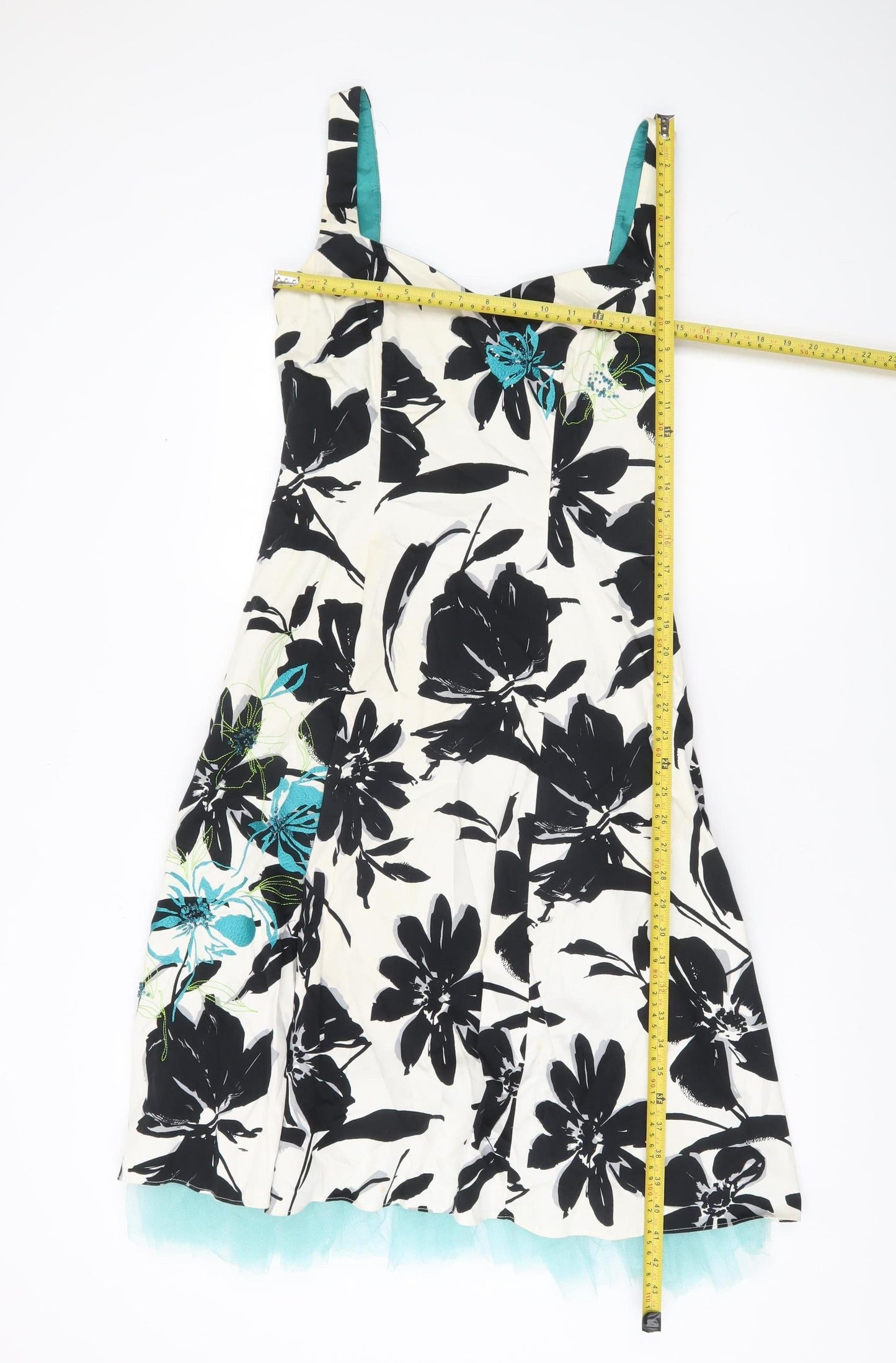 Début Women’s Black White Floral Fit & Flare Dress Size 10
