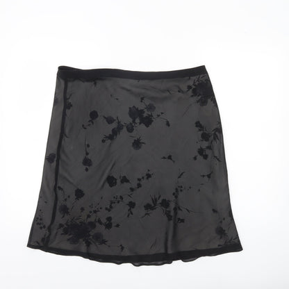 Debenhams Women’s Black Floral A-Line Knee Length Skirt Size 16