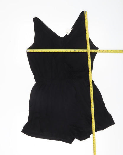 H&M Women’s Black V-Neck Sleeveless Casual Playsuit Size 12