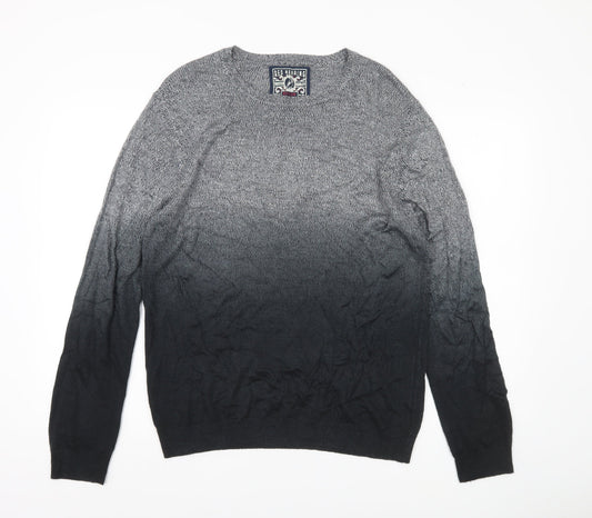 Red Herring Men’s Grey Ombre Knit Jumper Medium Crew Neck Pullover