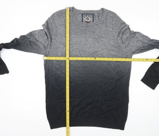 Red Herring Men’s Grey Ombre Knit Jumper Medium Crew Neck Pullover