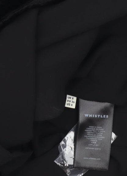 Whistles Women Black Velvet Shift Dress Size 8 Cold Shoulder