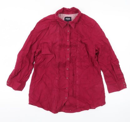 Maine New England Womens Red Size 10 Cotton Button-Up Shirt Blouse