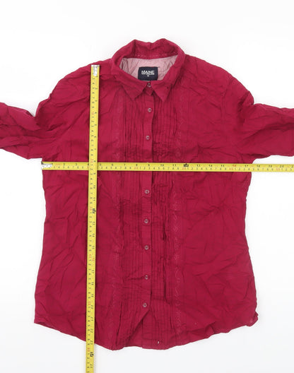 Maine New England Womens Red Size 10 Cotton Button-Up Shirt Blouse