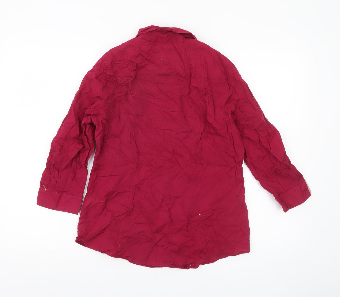 Maine New England Womens Red Size 10 Cotton Button-Up Shirt Blouse