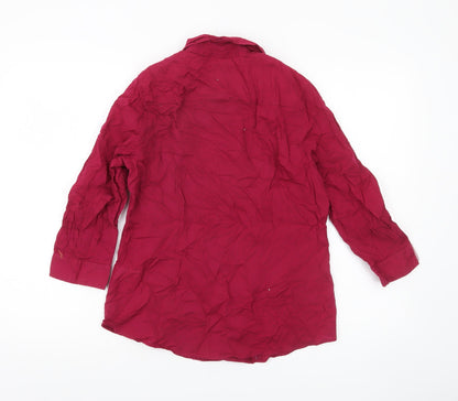 Maine New England Womens Red Size 10 Cotton Button-Up Shirt Blouse