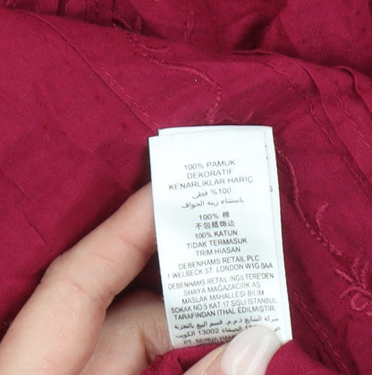 Maine New England Womens Red Size 10 Cotton Button-Up Shirt Blouse