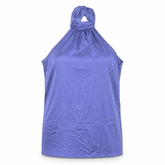 Misspap Women’s Purple Halter Blouse UK 14 Satin Sleeveless Party Top