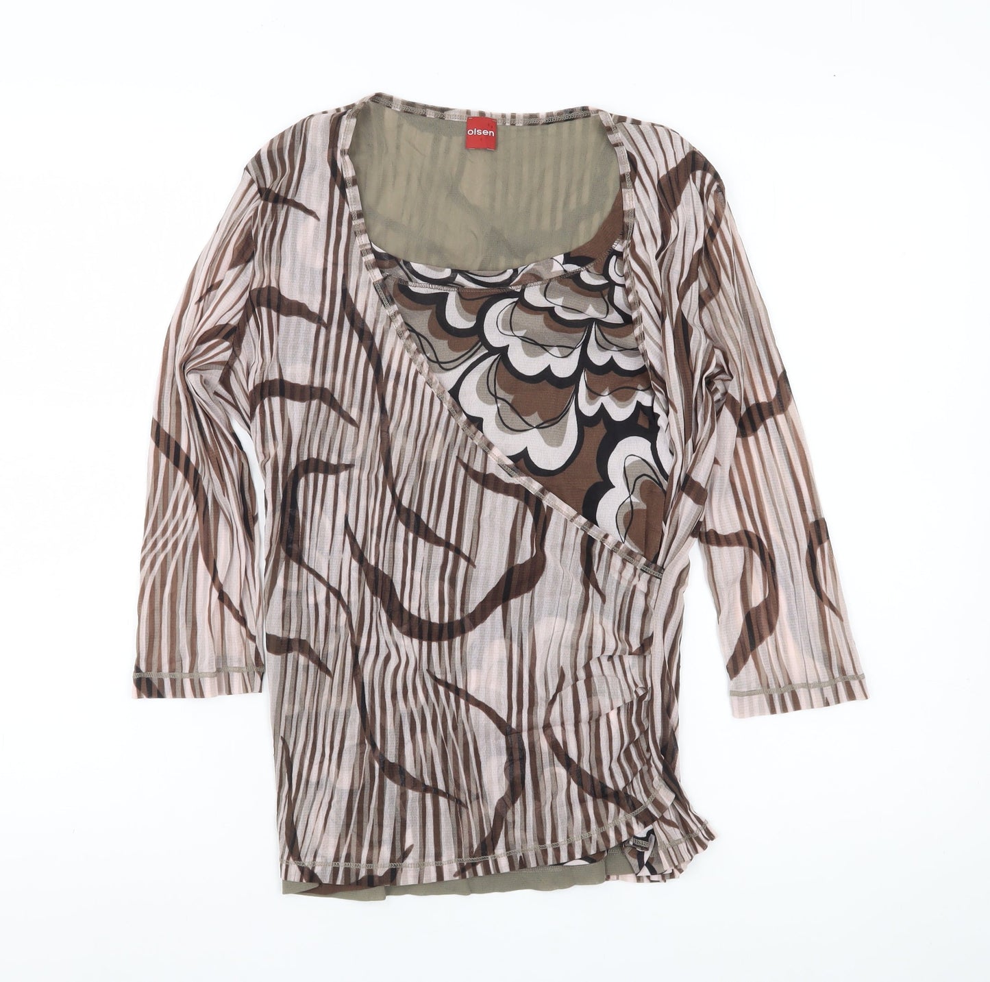 Womens UK Size 16 Olsen Brown Wrap Blouse