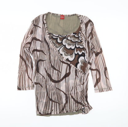 Womens UK Size 16 Olsen Brown Wrap Blouse