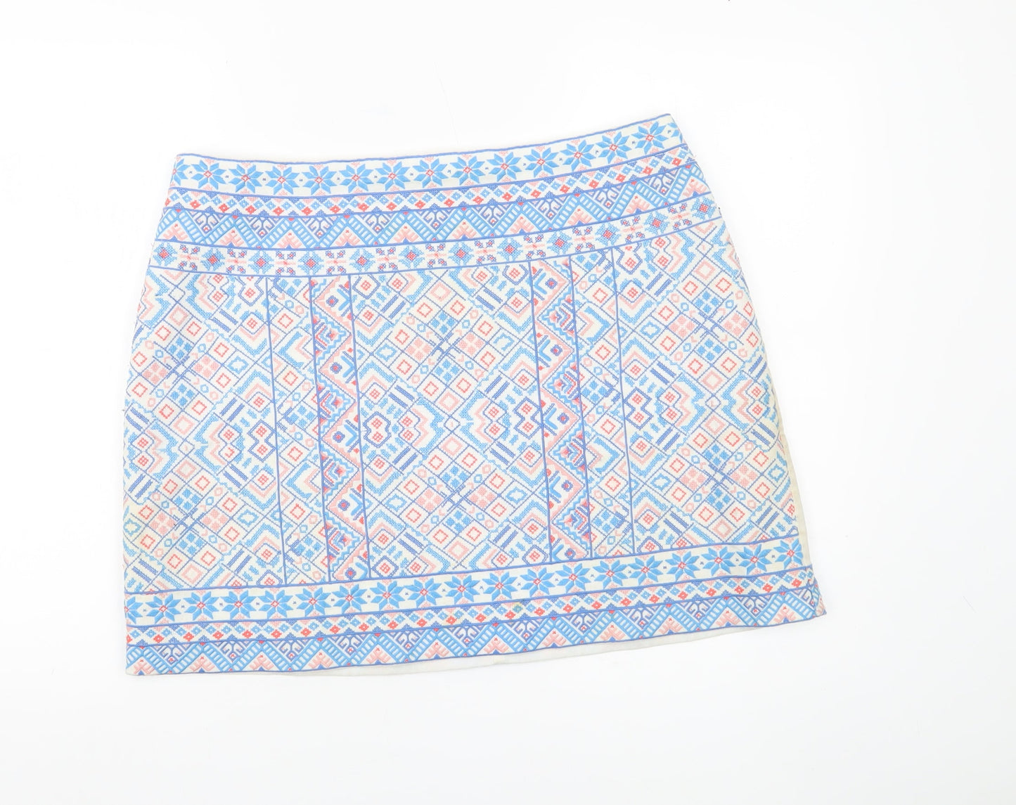 Oasis Womens Multicoloured Size 16 Geometric Embroidered Short Skirt