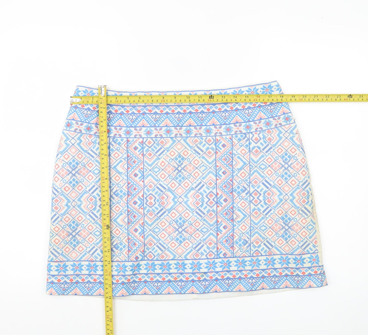 Oasis Womens Multicoloured Size 16 Geometric Embroidered Short Skirt