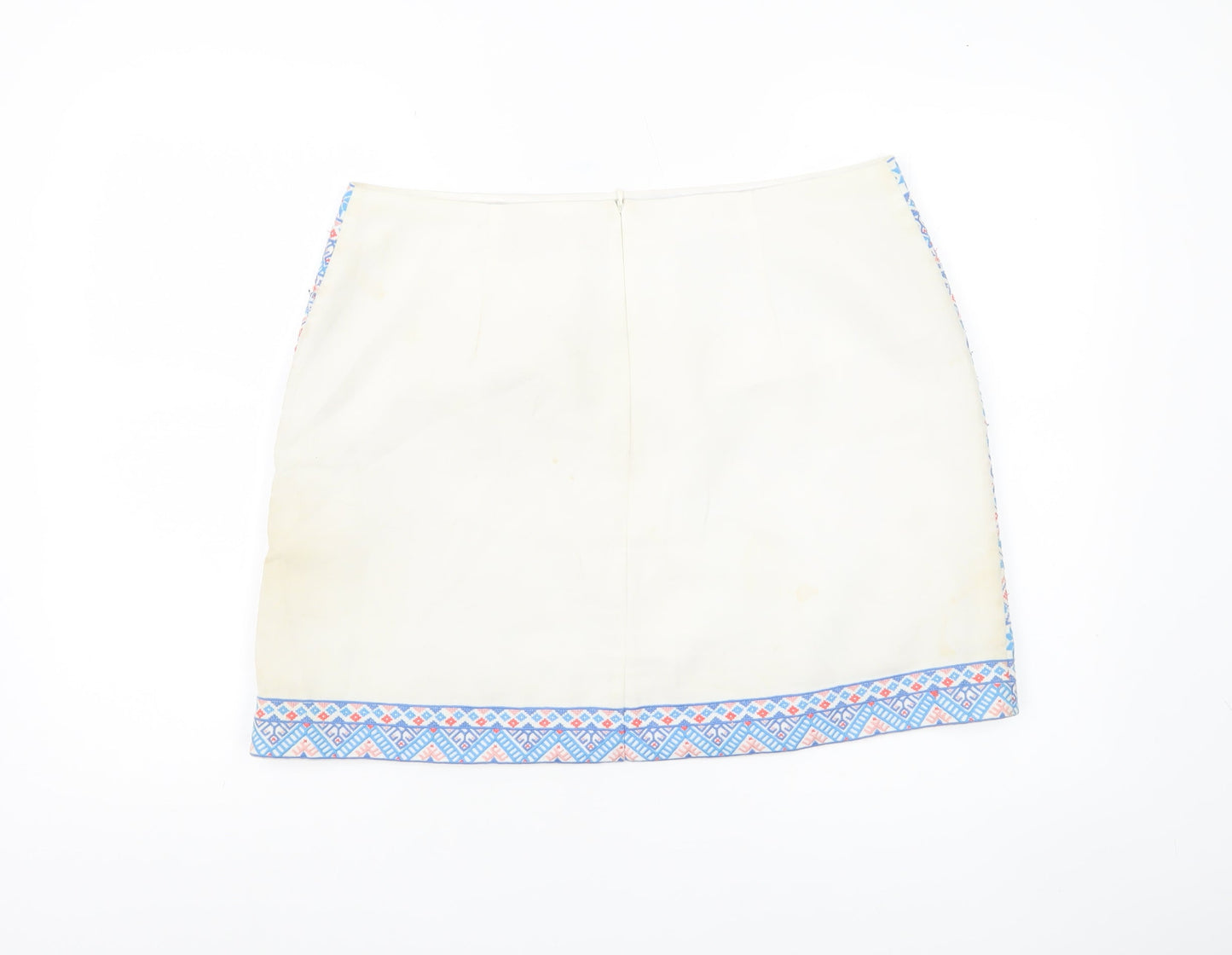 Oasis Womens Multicoloured Size 16 Geometric Embroidered Short Skirt