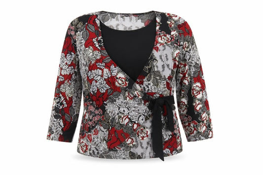 Womens UK Size L Saloos Multicoloured Wrap Blouse
