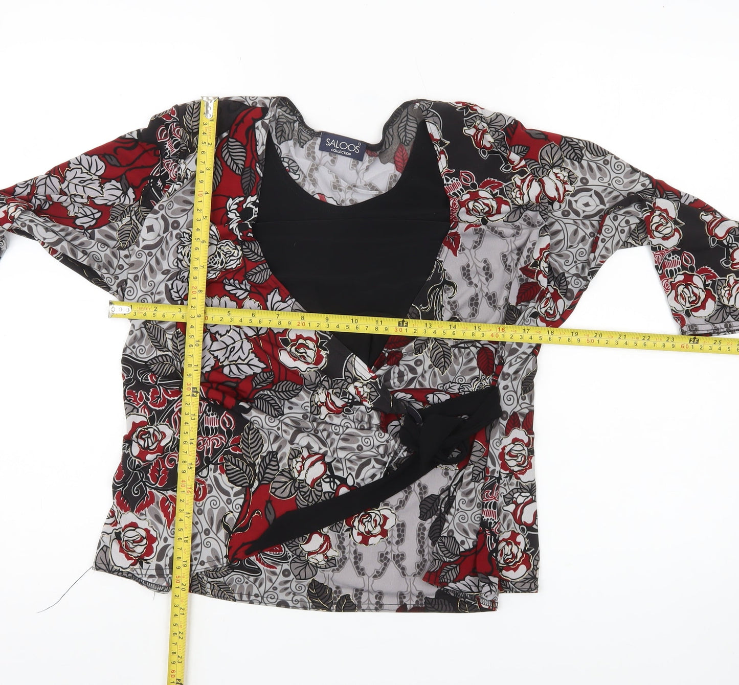 Womens UK Size L Saloos Multicoloured Wrap Blouse