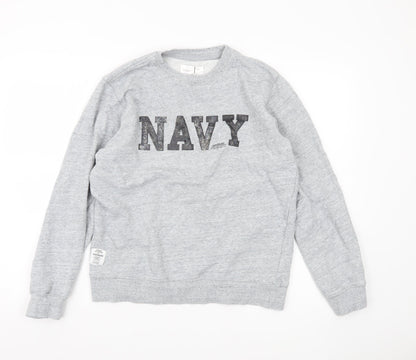 Chocolate Women’s Grey Cotton Sweatshirt Navy Logo Size XS