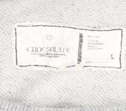 Chocolate Women’s Grey Cotton Sweatshirt Navy Logo Size XS