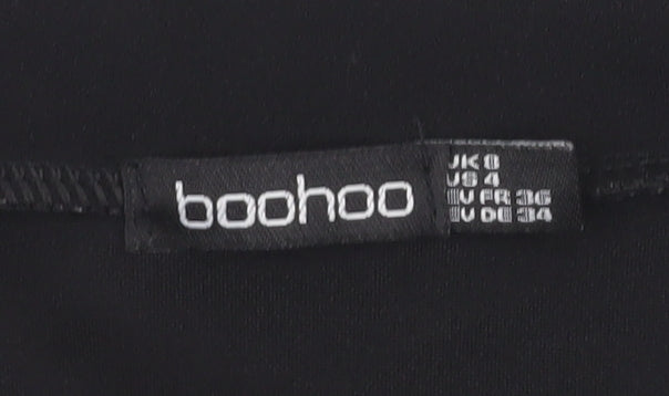 Boohoo Women Black Size 8 Sheer Sleeve Polka Dot Bodysuit