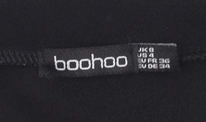 Boohoo Women Black Size 8 Sheer Sleeve Polka Dot Bodysuit