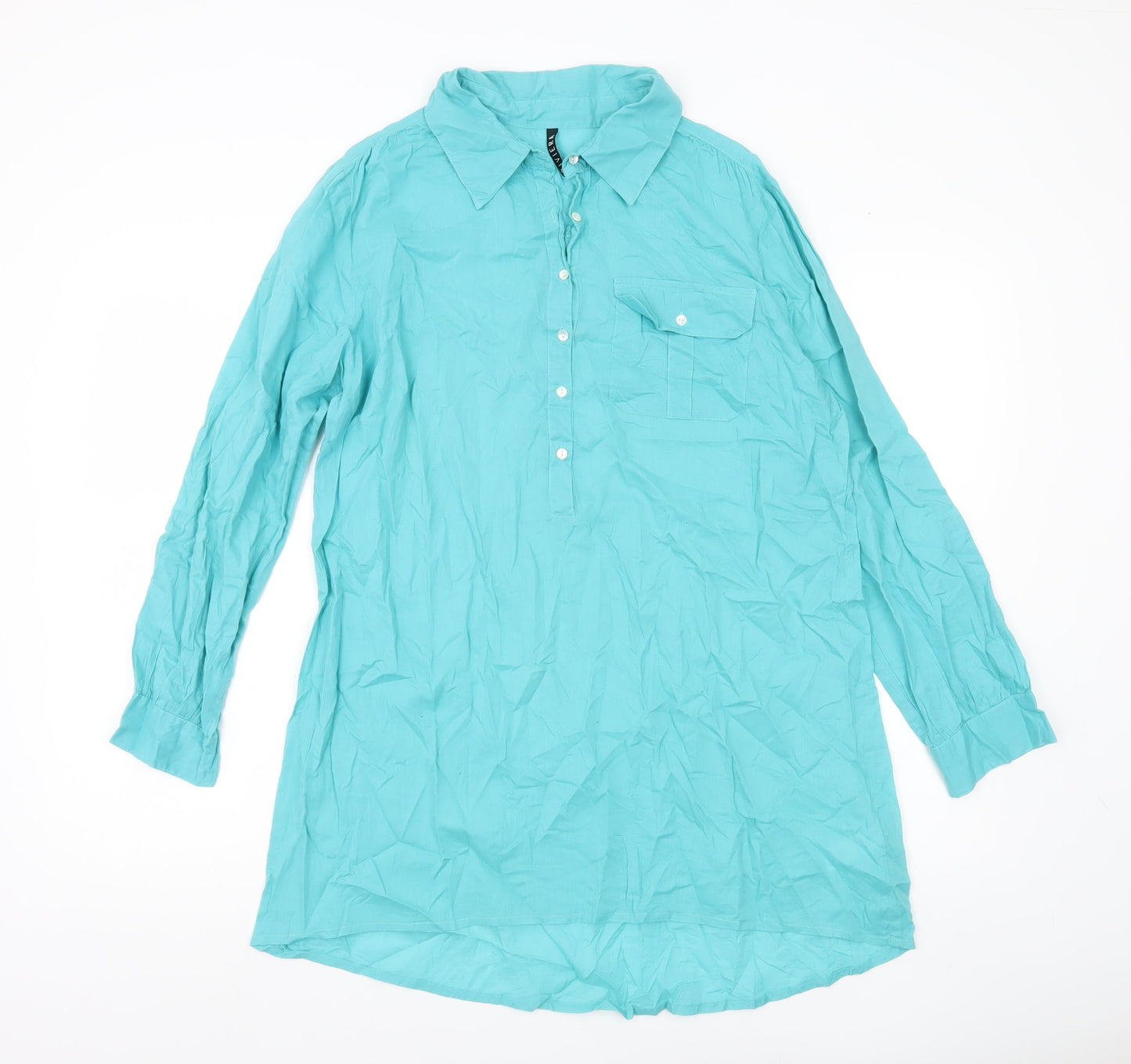Womens UK Size 12 BHS Green Tunic Button-Up