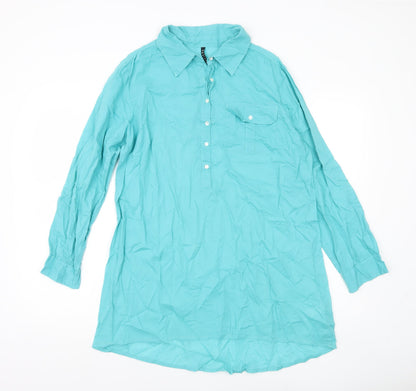 Womens UK Size 12 BHS Green Tunic Button-Up