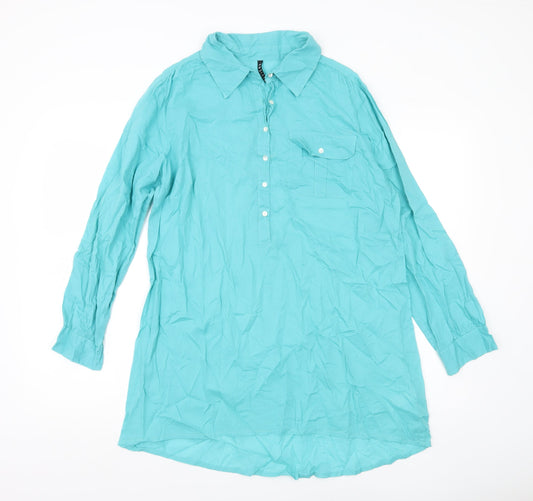 Womens UK Size 12 BHS Green Tunic Button-Up
