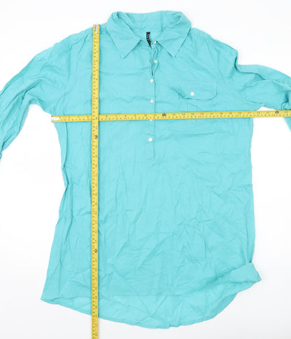 Womens UK Size 12 BHS Green Tunic Button-Up