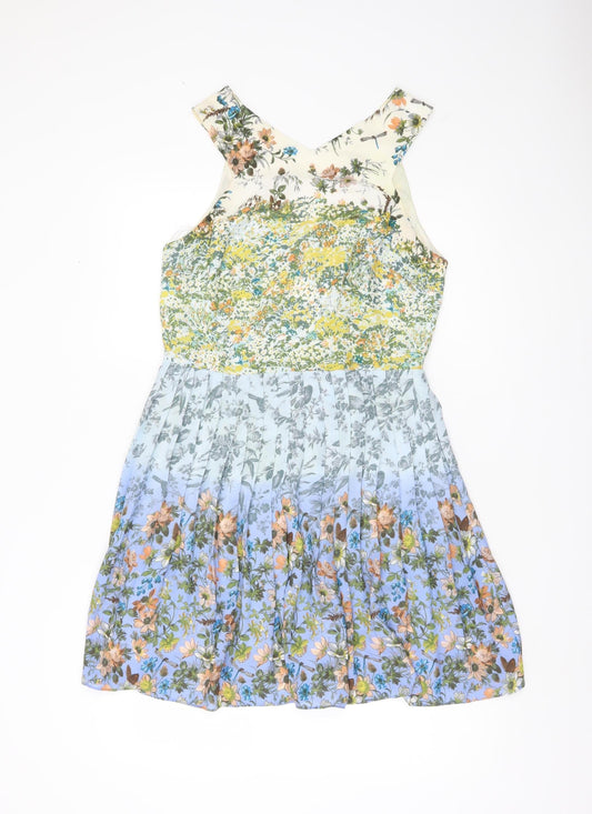Oasis Women’s Multicoloured Floral Fit & Flare Dress Size 12