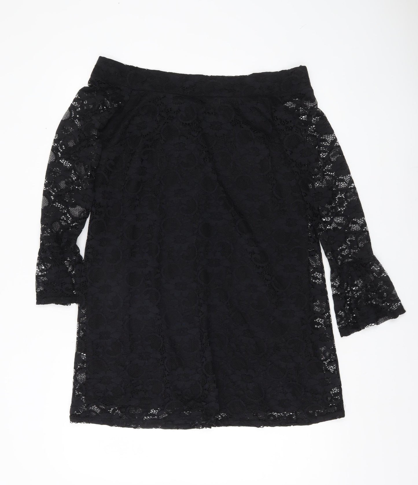 Lipsy Women’s Black Lace Off Shoulder Sheath Dress Size 10