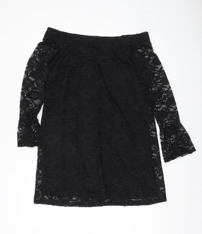 Lipsy Women’s Black Lace Off Shoulder Sheath Dress Size 10