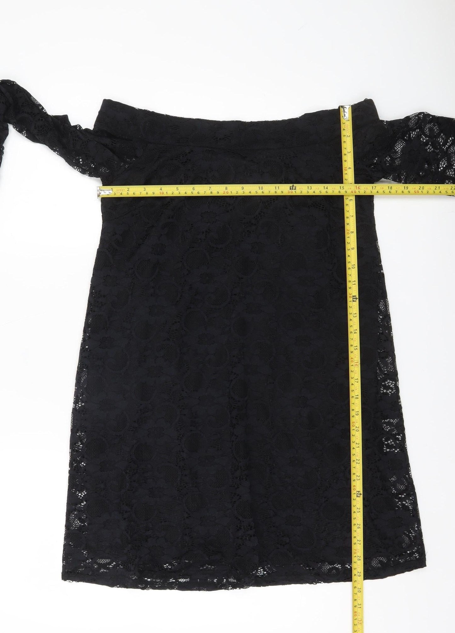 Lipsy Women’s Black Lace Off Shoulder Sheath Dress Size 10