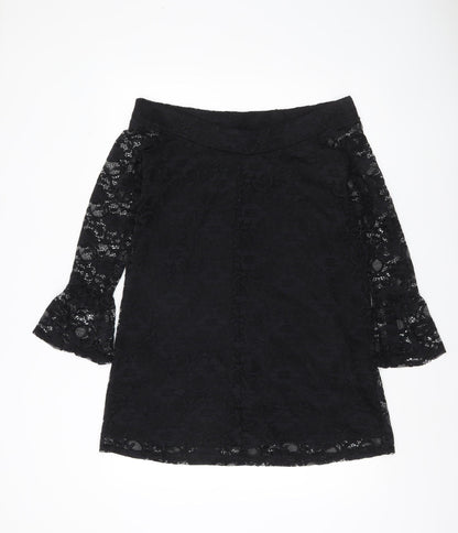 Lipsy Women’s Black Lace Off Shoulder Sheath Dress Size 10