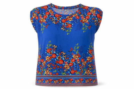 Womens UK Size 16 Papaya Blue Tunic Blouse