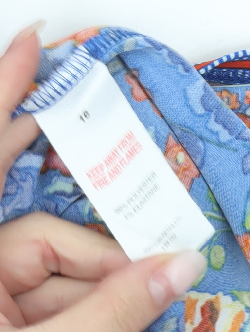 Papaya Women’s Blue Floral Sleeveless Blouse Size 16