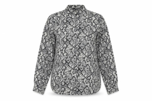New Look Women Black Animal Print Button-Up Shirt Size 16