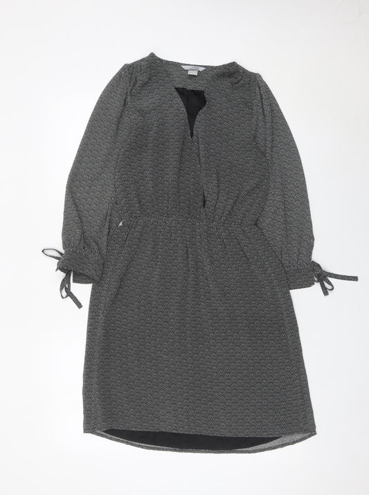 H&M Women’s Black Geometric Knee Length Shift Dress Size 8