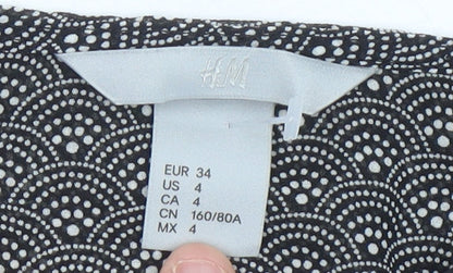 H&M Women’s Black Geometric Knee Length Shift Dress Size 8