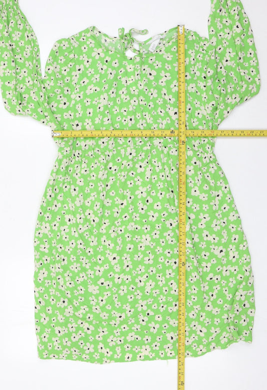 H&M Maternity Womens Green Floral Shift Dress Size 14 Long Sleeve