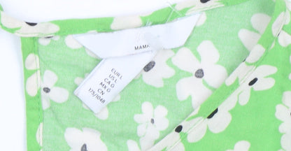 H&M Maternity Womens Green Floral Shift Dress Size 14 Long Sleeve