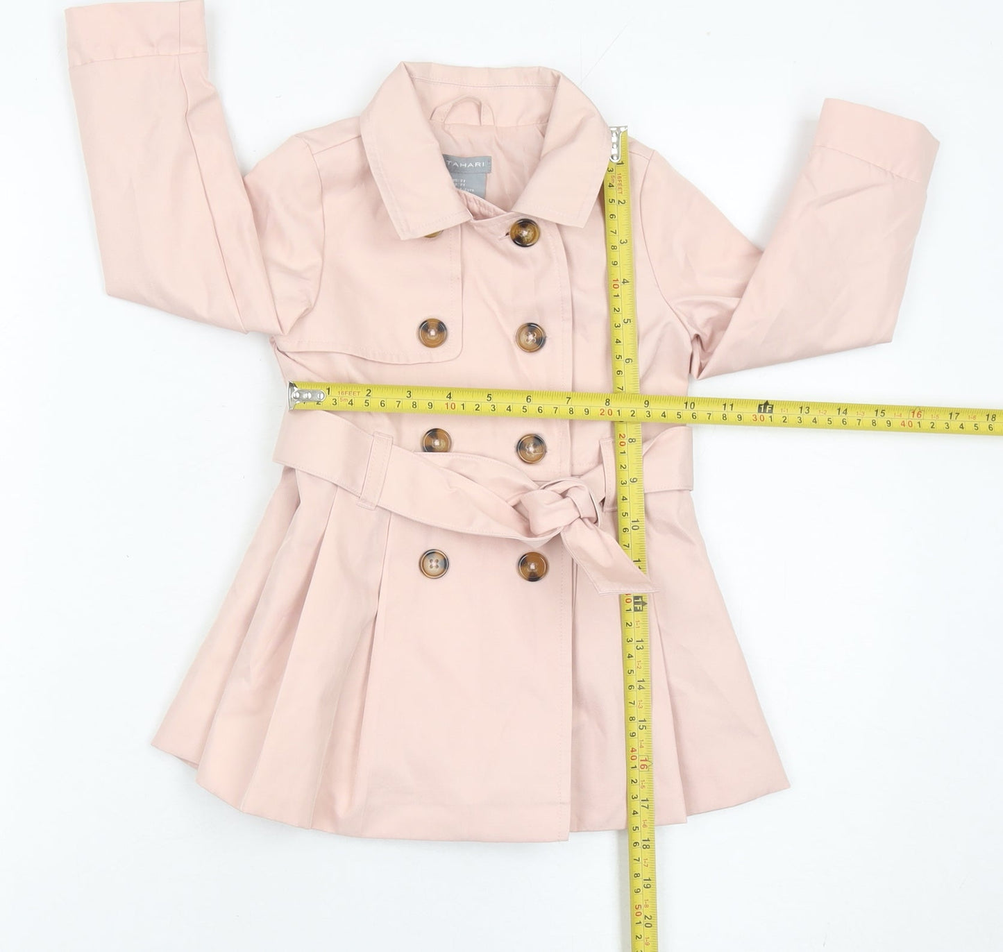 Tahari Girls Pink Trench Coat 2 Years Double Breasted Belted