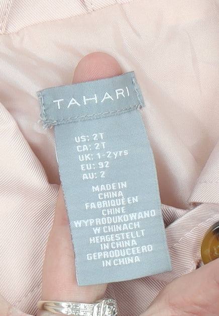 Tahari Girls Pink Trench Coat 2 Years Double Breasted Belted
