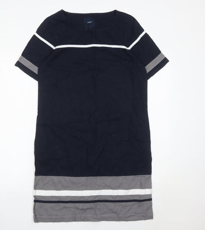 Next Womens Blue Shift Dress Size 8 Linen Viscose Short Sleeve