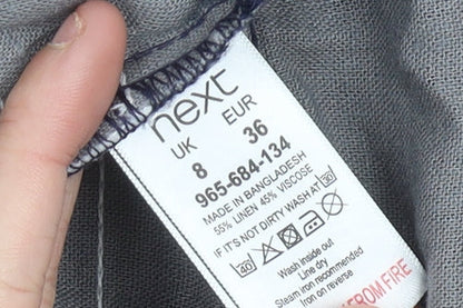 Next Womens Blue Shift Dress Size 8 Linen Viscose Short Sleeve