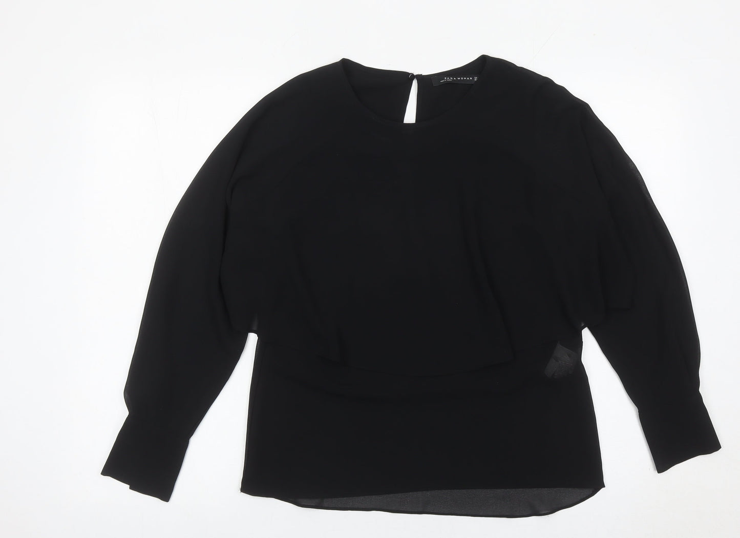 Womens UK Size S Zara Black Tunic Blouse