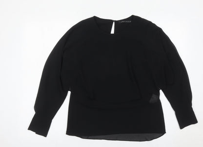 Womens UK Size S Zara Black Tunic Blouse