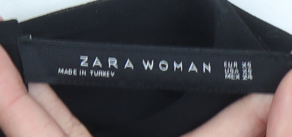 Womens UK Size S Zara Black Tunic Blouse
