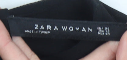 Womens UK Size S Zara Black Tunic Blouse