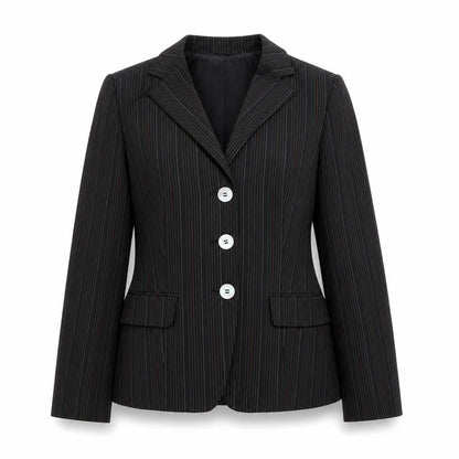 Marella Womens Black Pinstripe Blazer Jacket Size 10
